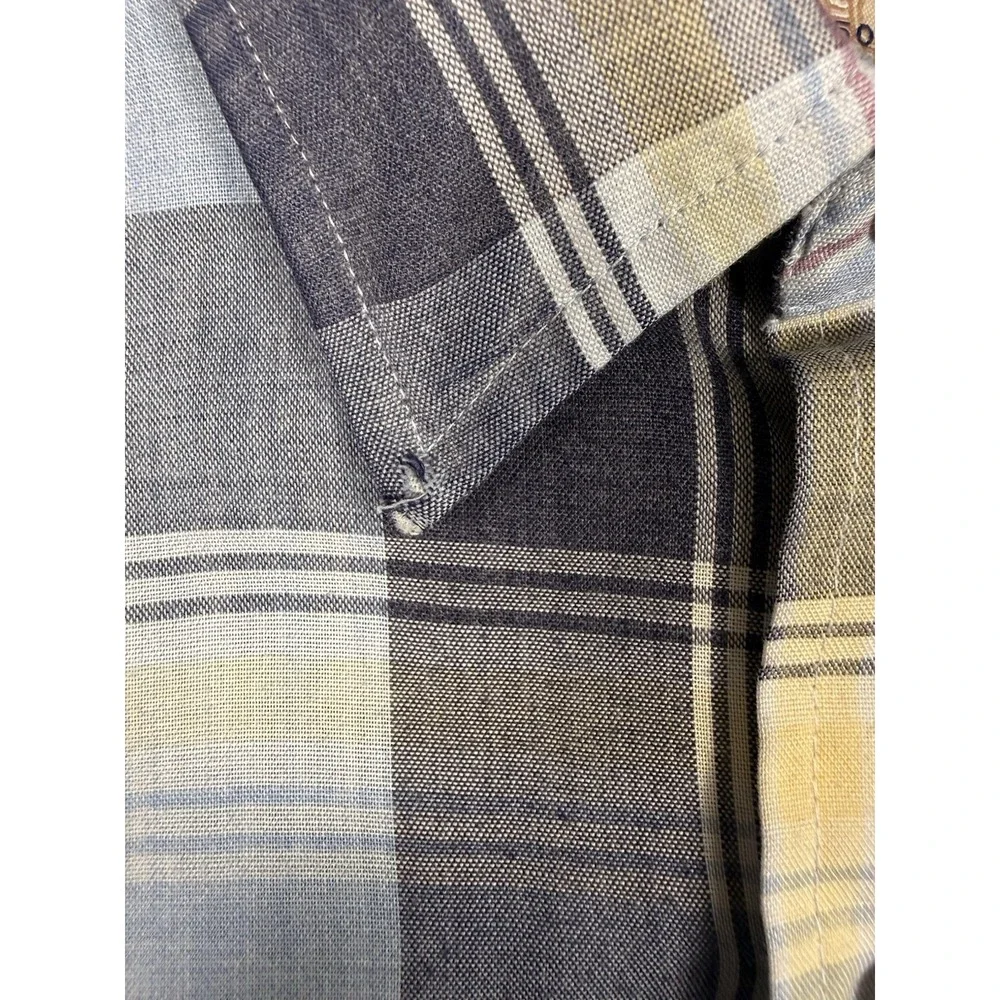 Levi's Plaid Flannel Shirt Mens XL Blue Yellow Grunge Skate Workwear